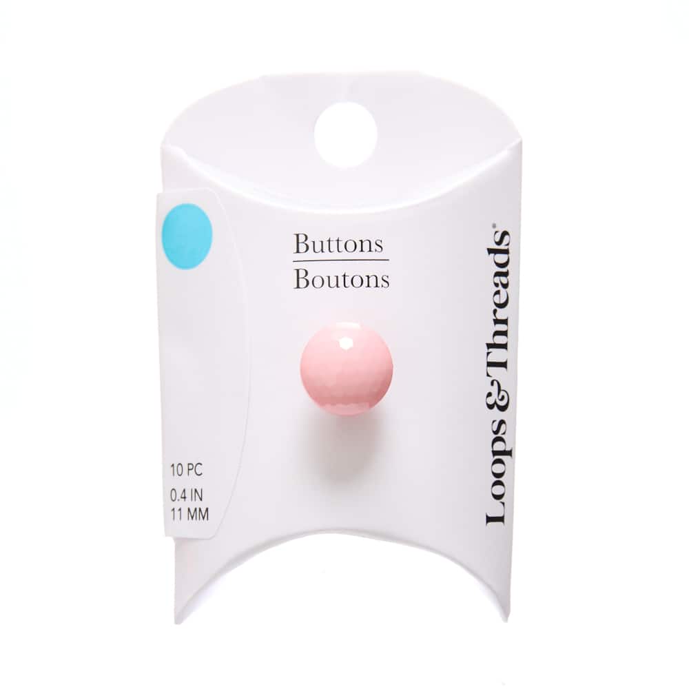 11mm Pink Faceted Round Shank Buttons, 10ct. by Loops & Threads®