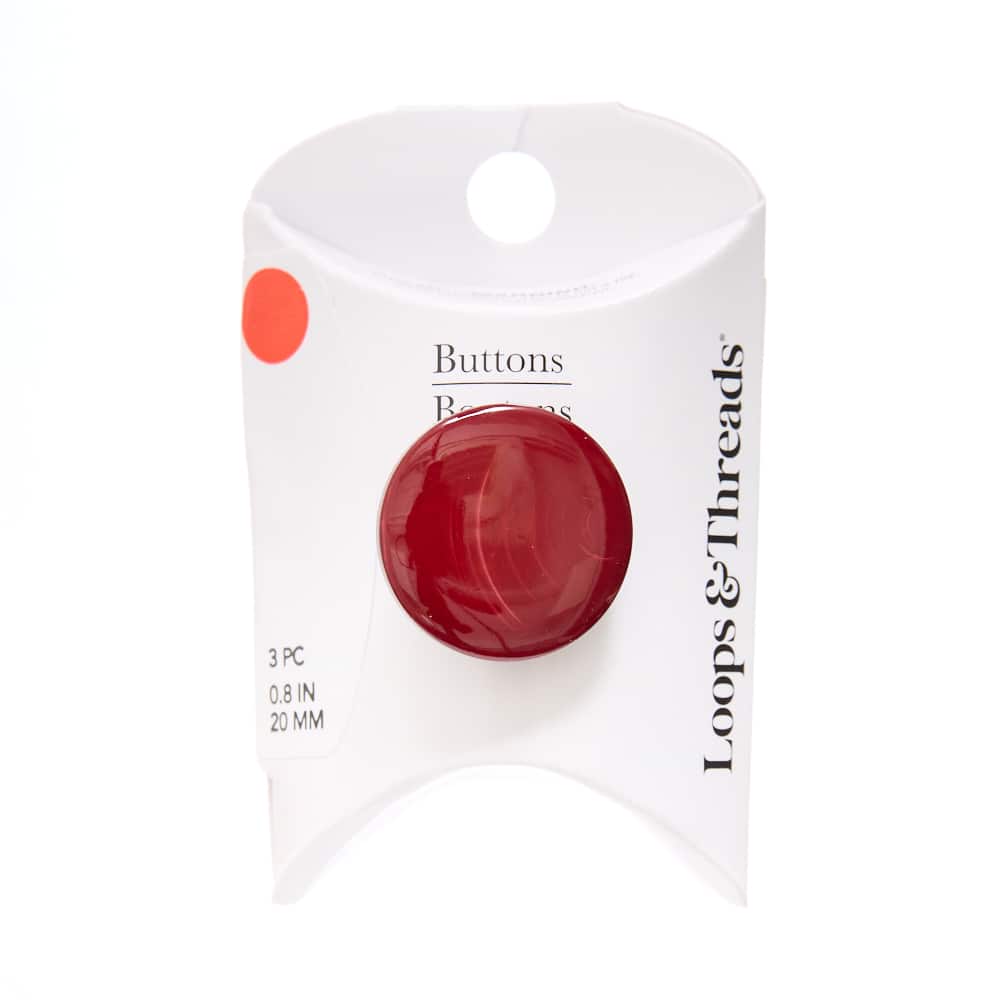 20mm Burgundy Radial Shank Round Buttons, 3ct. by Loops & Threads®