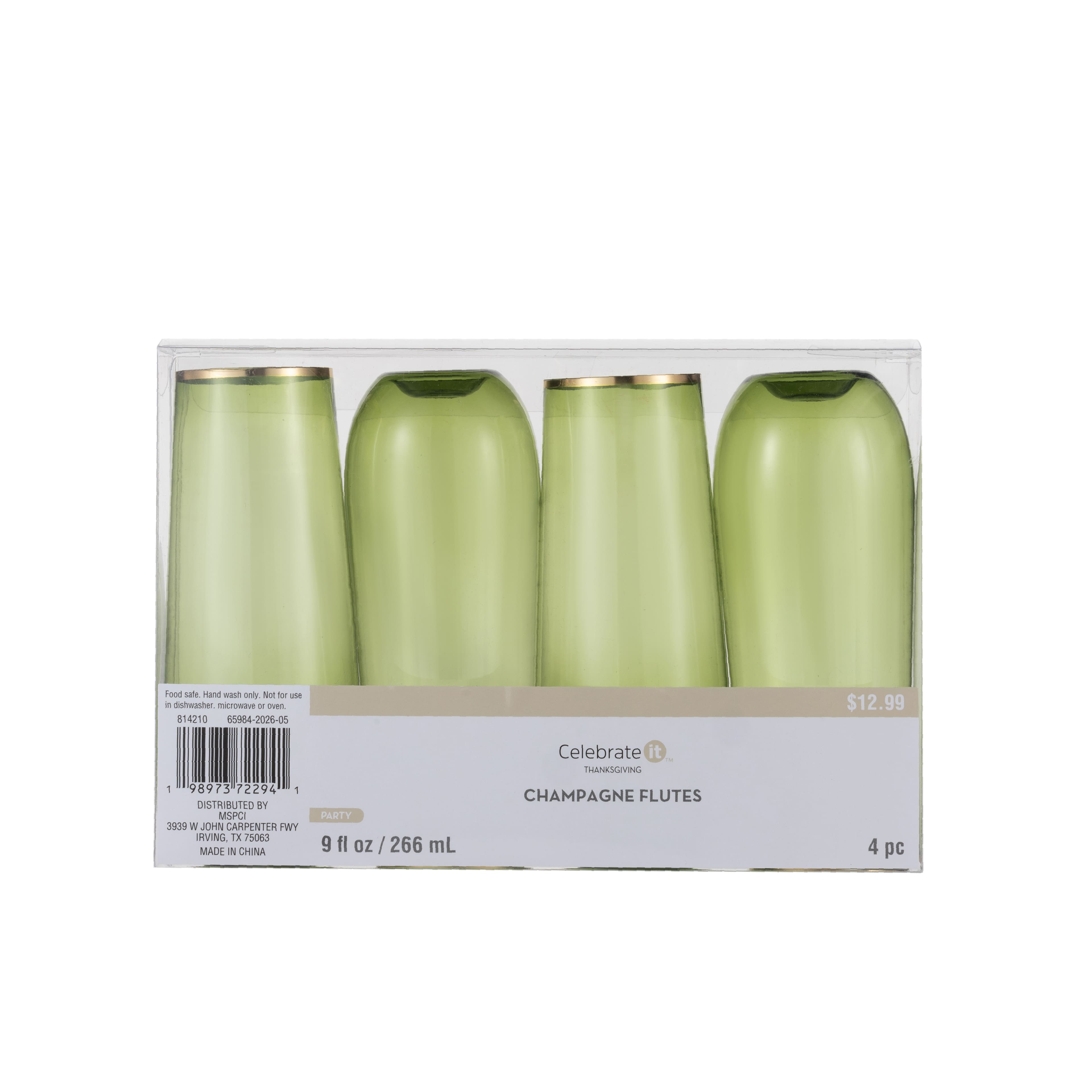 9oz. Green Plastic Champagne Flutes, 4ct. by Celebrate It™