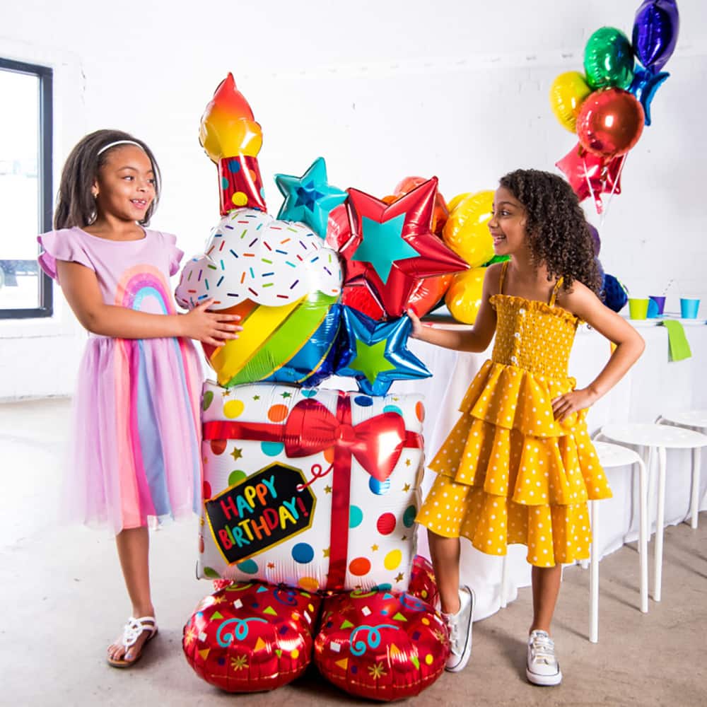 AirLoonz® 55" Stacked Birthday Icons Foil Balloon - Image 2