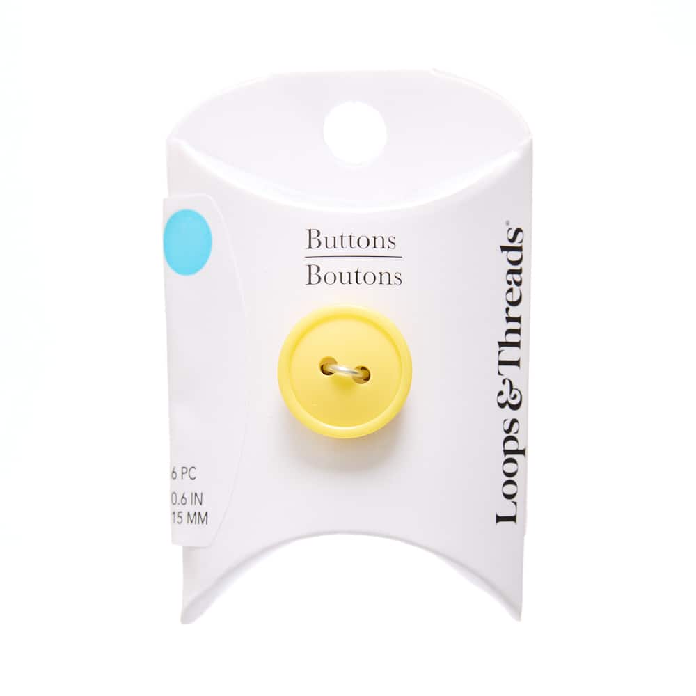 15mm Yellow Round Rimmed Buttons, 6ct. by Loops & Threads®