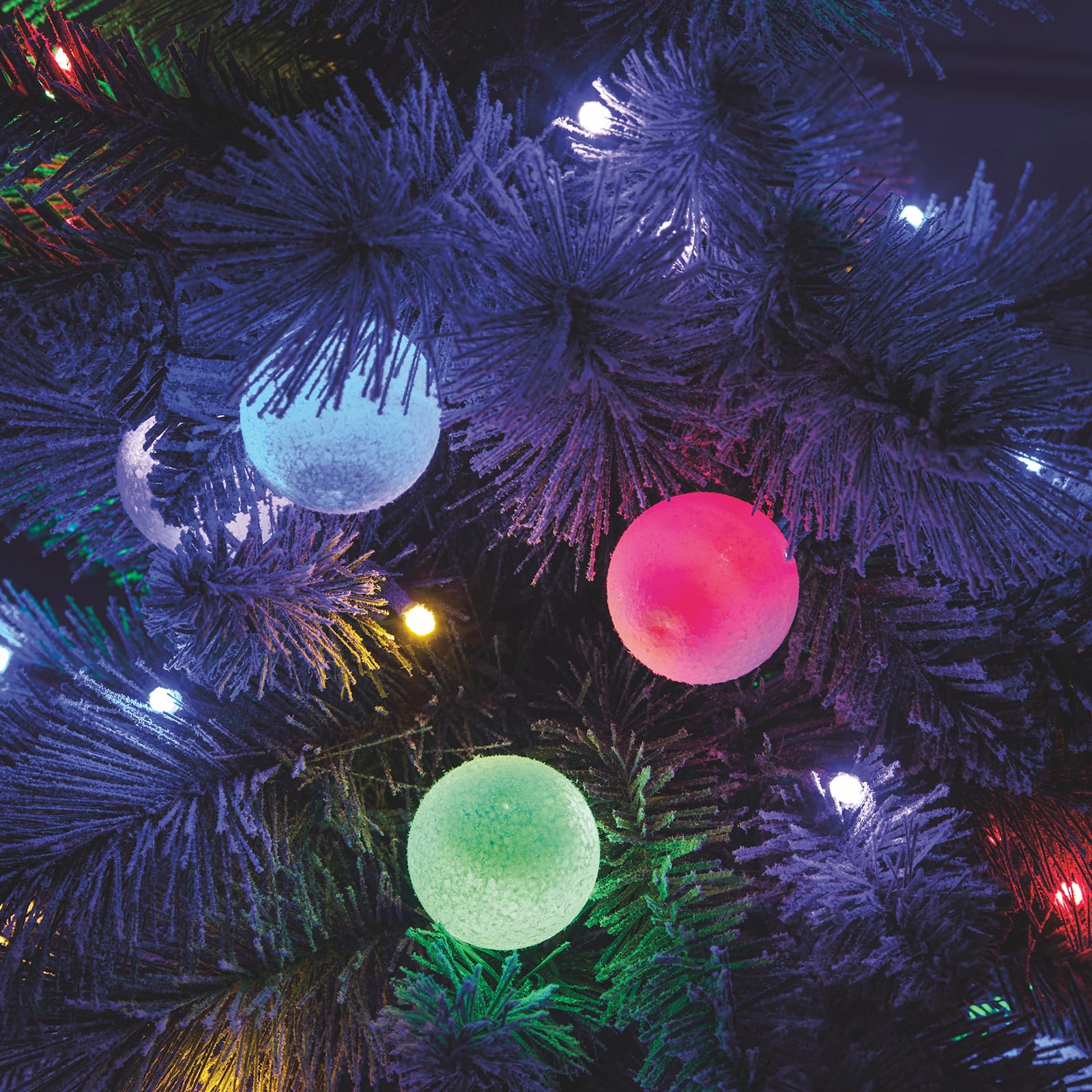5ft. Pre-Lit Glacier Fir Flocked Artificial Christmas Tree, Dual Color G40 LED Lights by Ashland® - Image 2