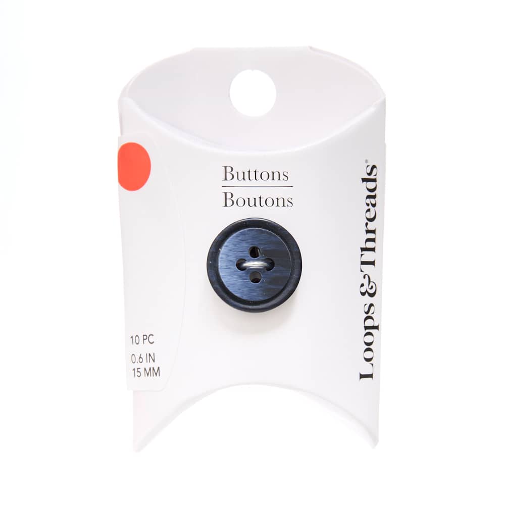 15mm Navy Ombre Rimmed Round Buttons, 10ct. by Loops & Threads®
