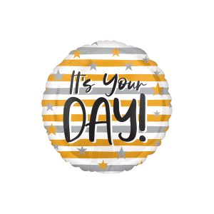 17" It's Your Day Striped Foil Balloon
