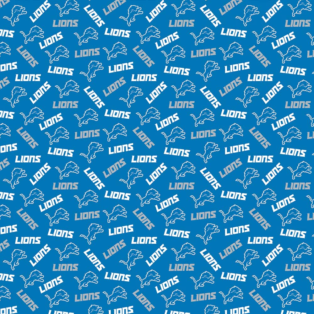 NFL Detroit Lions Packed Logo Cotton Fabric
