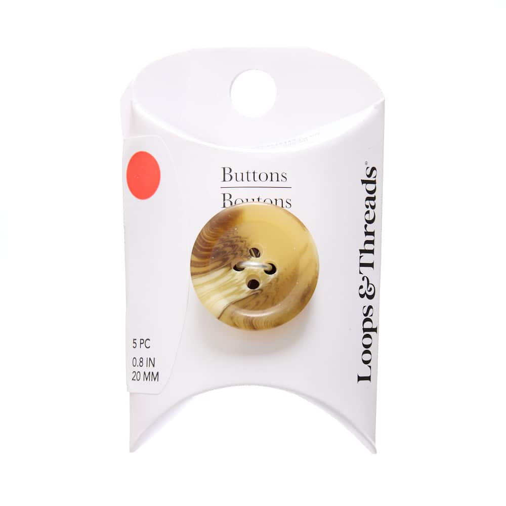 20mm Marbled Brown & Cream Round Rimmed Buttons, 5ct. by Loops & Threads®