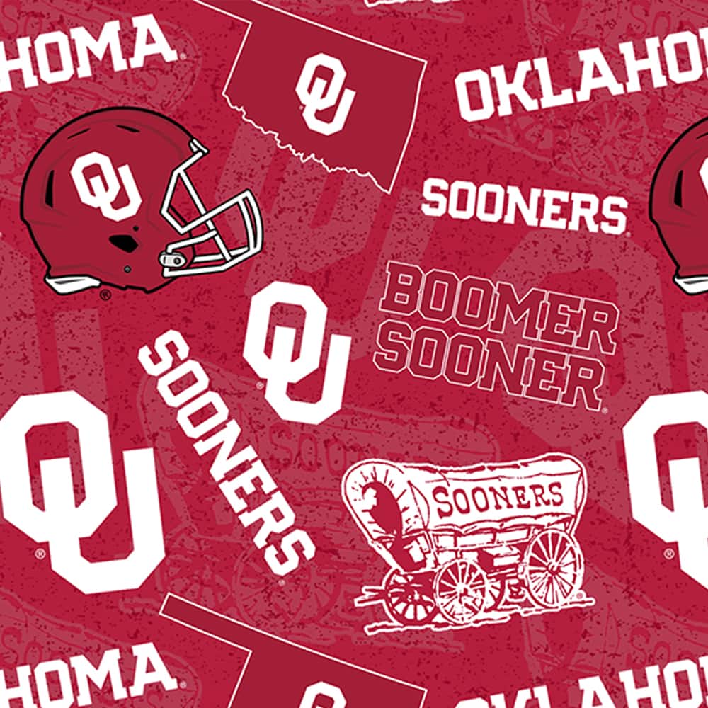 NCAA University of Oklahoma Sooners Logo Tone-on-Tone Cotton Fabric