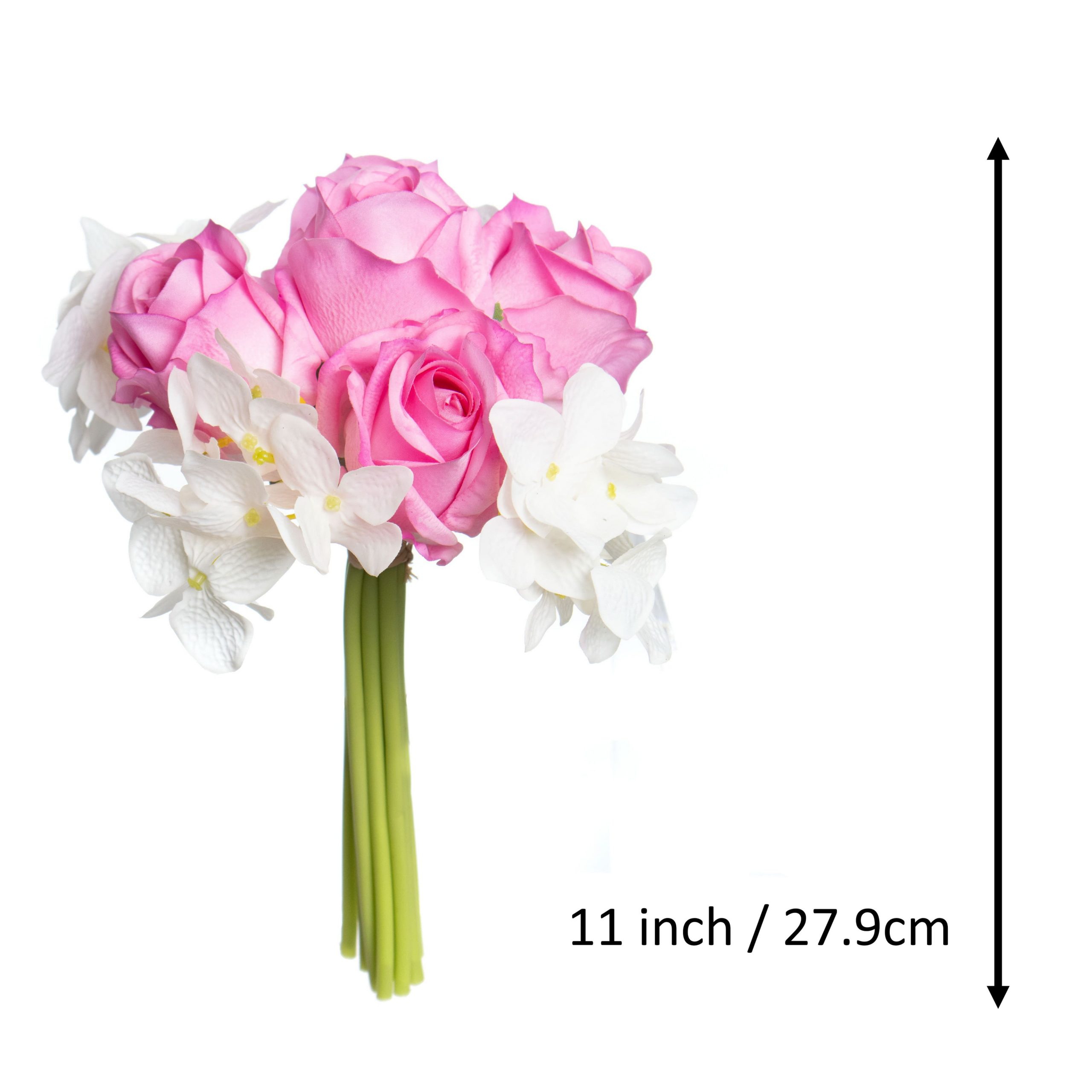11" Pink & Cream Rose & Hydrangea Real Touch Deluxe Bush by Ashland® - Image 3