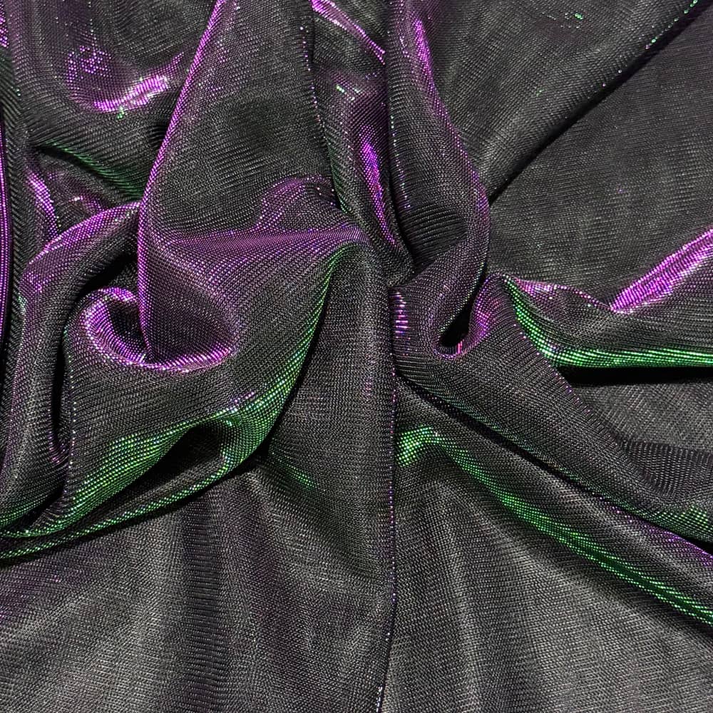 Feldman Purple & Green Metallic Knit Fabric