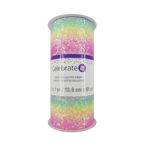 5.375" x 1yd. Pastel Rainbow Encrusted Glitter Ribbon by Celebrate It®