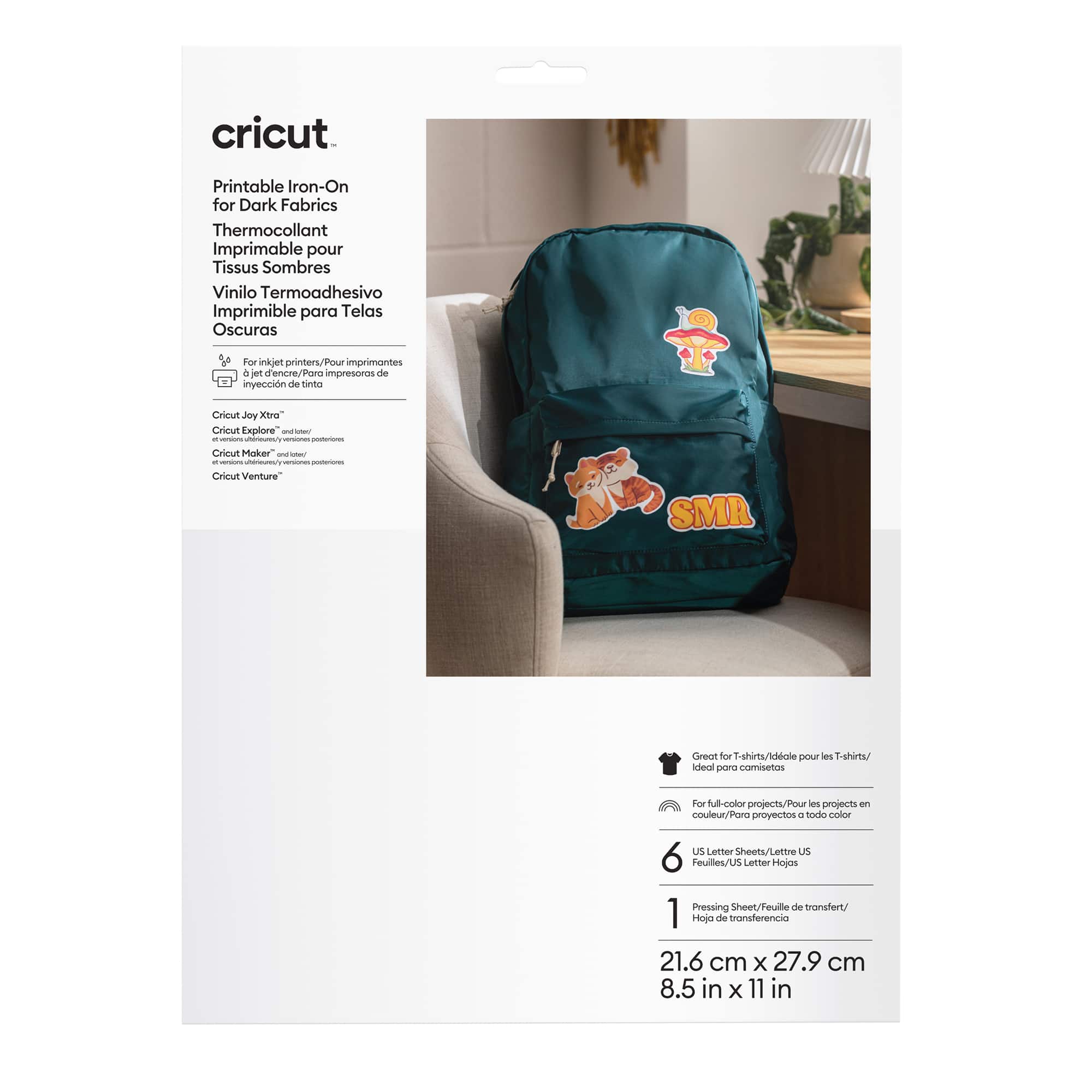 Cricut® Printable Iron-On for Dark Fabrics, 6 Sheets