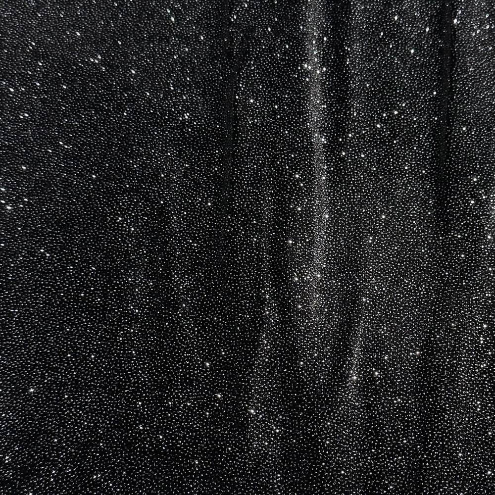 Feldman Black with Silver Sparkle Stretch Velvet Fabric