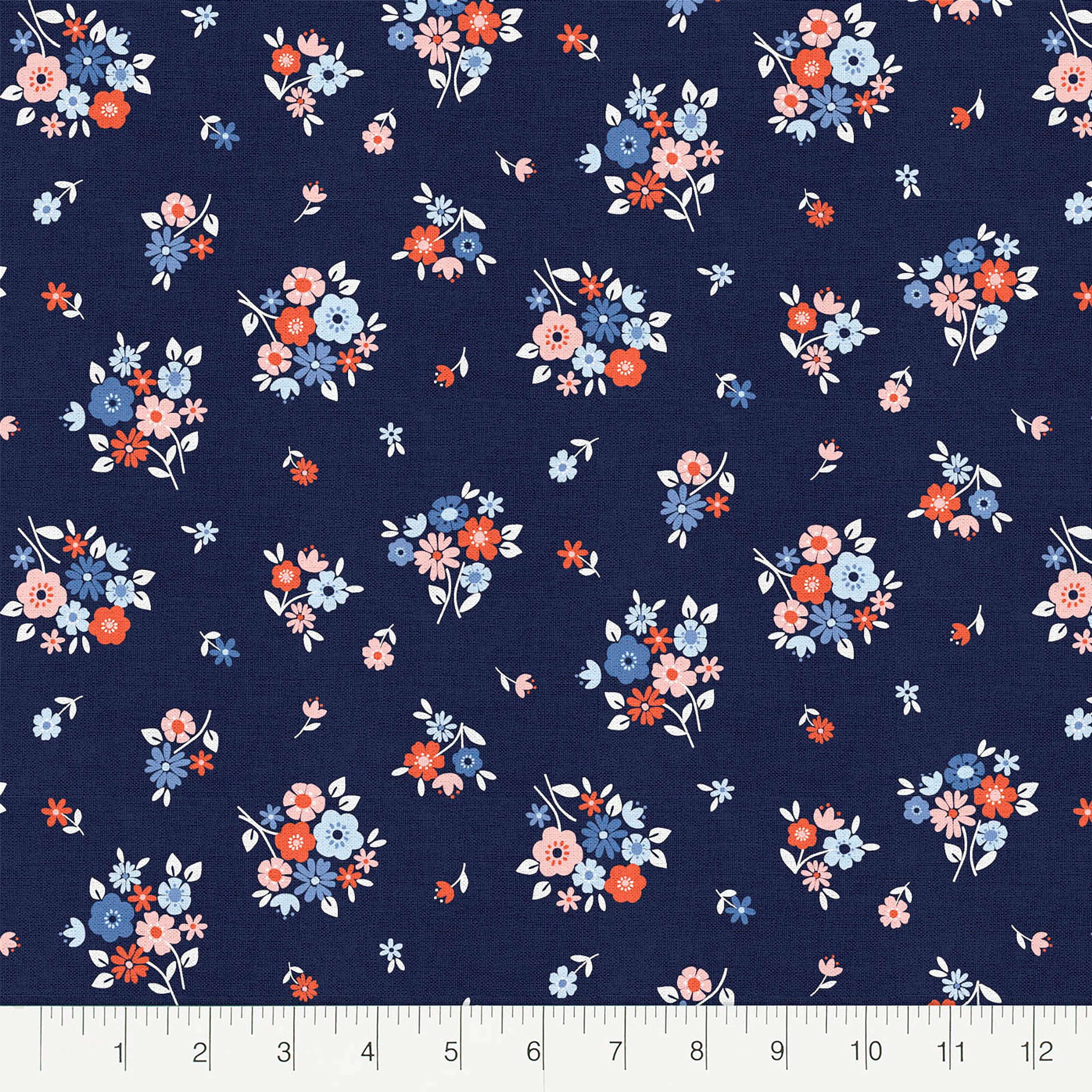 Fabric Editions Navy Carolina Bouquet Cotton Fabric - Image 2