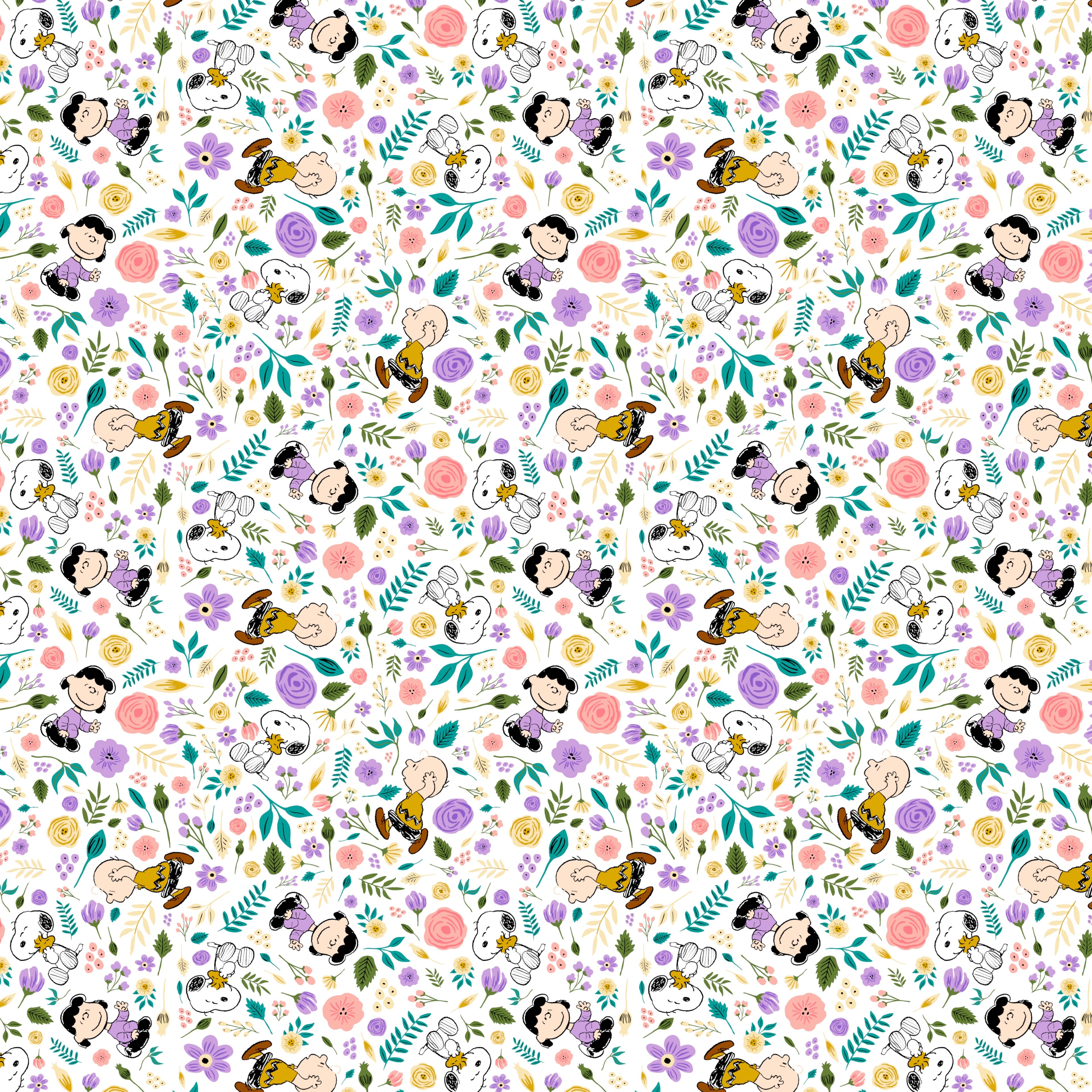Peanuts® & Flowers Multicolor Cotton Fabric
