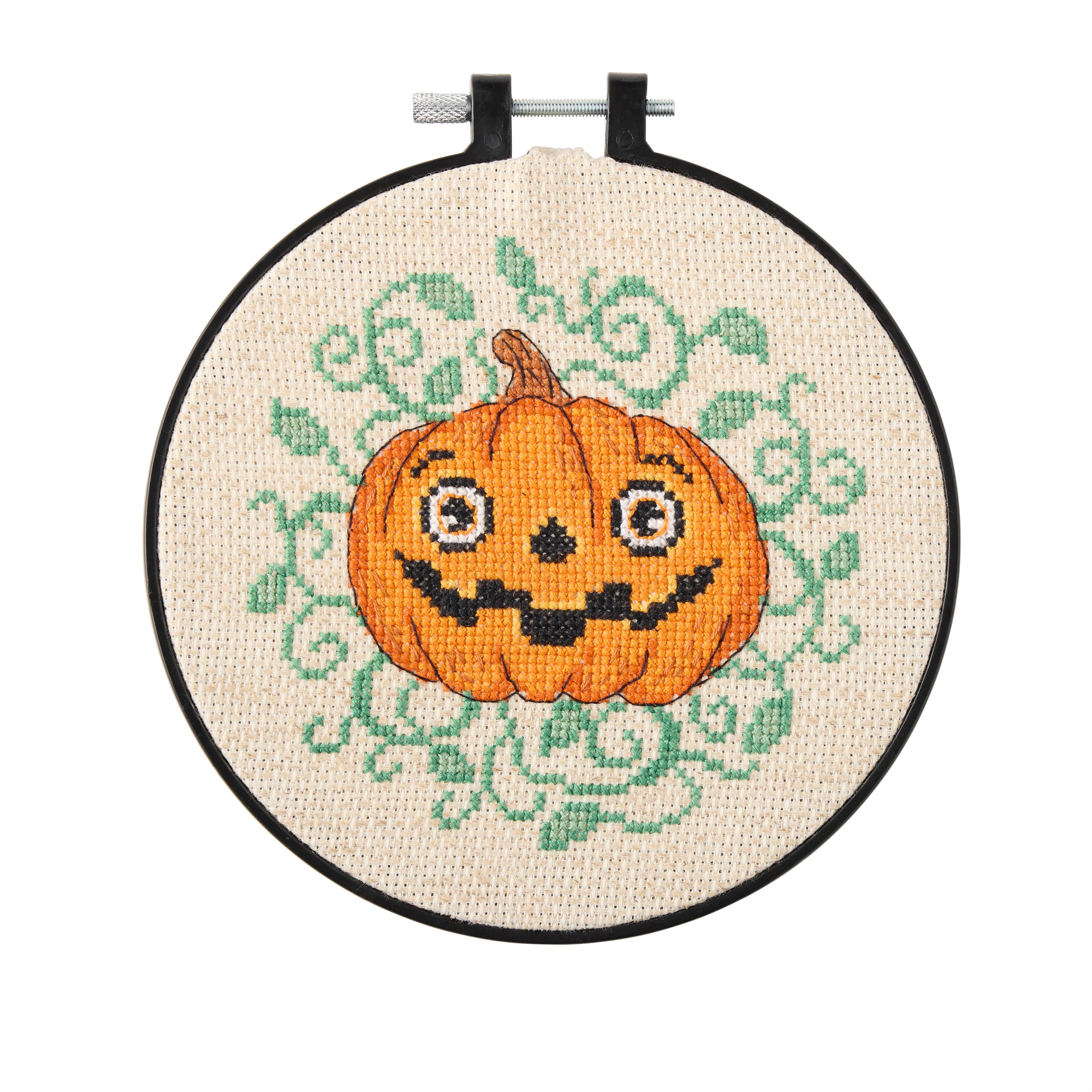 6" Vintage Jack-o'-Lantern Halloween Counted Cross Stitch Kit by Loops & Threads®